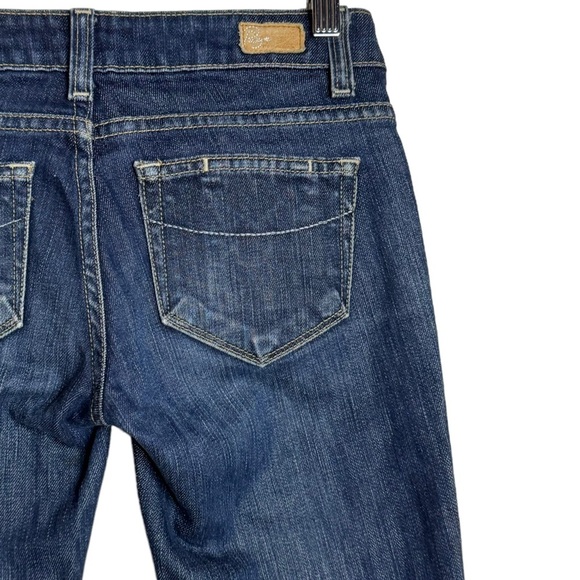 Paige Low Rise Bootcut Y2K Medium Wash Blue Jeans Whiskering Fading 25 - Picture 11 of 16